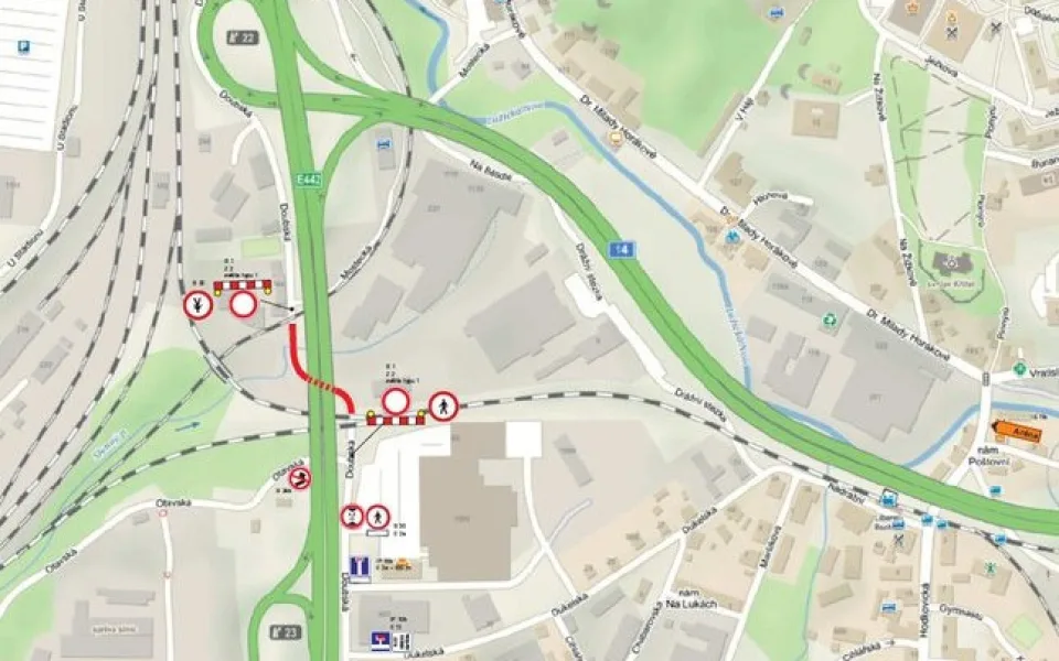 Mapa uzavírky.