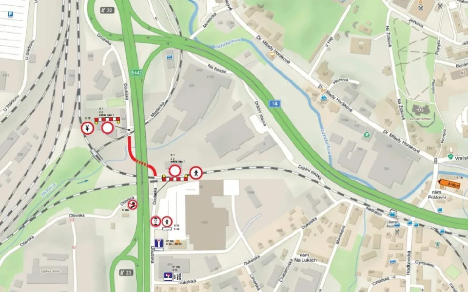 Mapa uzavírky.