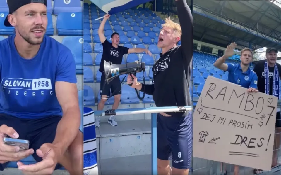Trenér, nervák i fanatik. Liberečtí fotbalisté si zahráli na fanoušky, zvou na Bohemku
