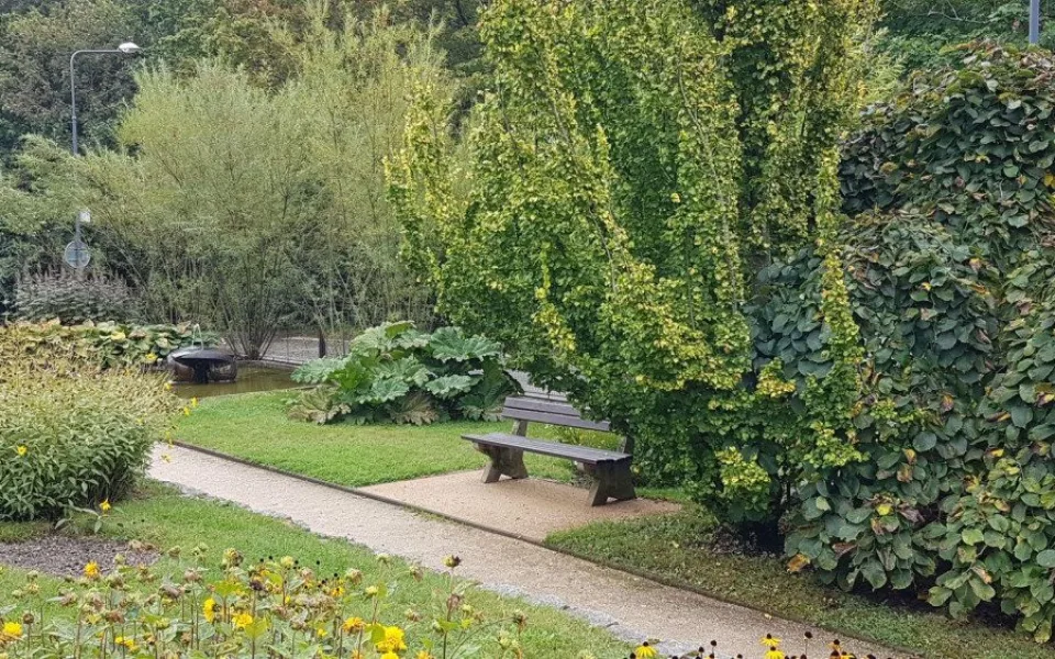 Lavička u fontány.