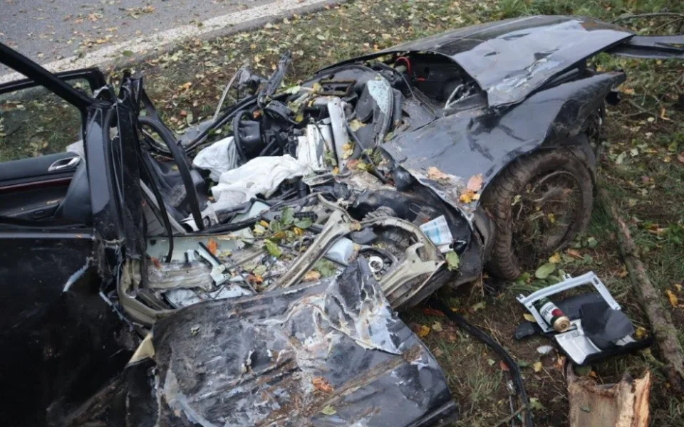 Řidič auto sešrotoval o strom. Sám vyvázl jen s pohmožděninami