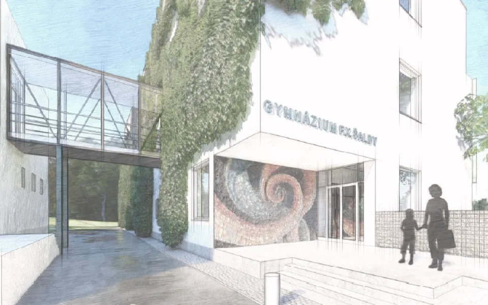 Vizualizace nového pavilonu Gymnázia F. X. Šaldy v Liberci.