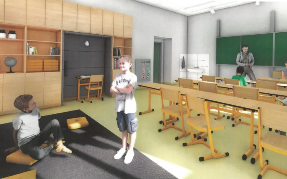 Vizualizace jedné z tříd nové školy v Zeyrově ulici.