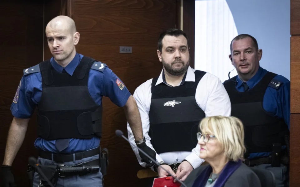 Michal Černý u krajského soudu, 27. února 2024, Liberec.