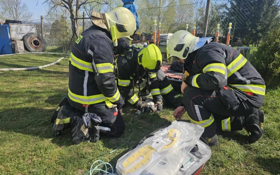 Hasiči při požáru v Horním Růžodole zachránili kočku. Poskytli jí kyslíkovou terapii