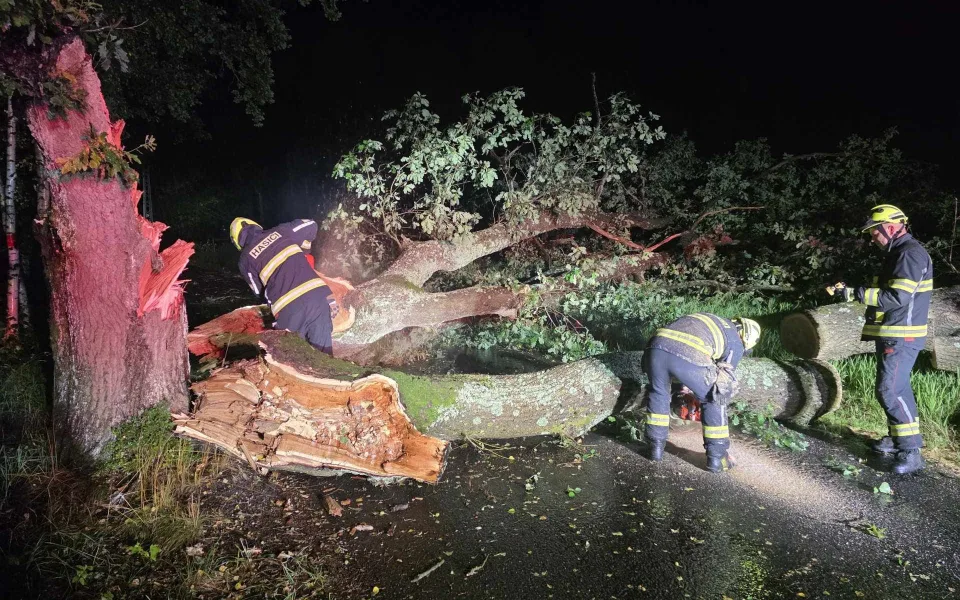 Hasiči v Libereckém kraji měli při bouřce skoro 80 výjezdů k popadaným stromům